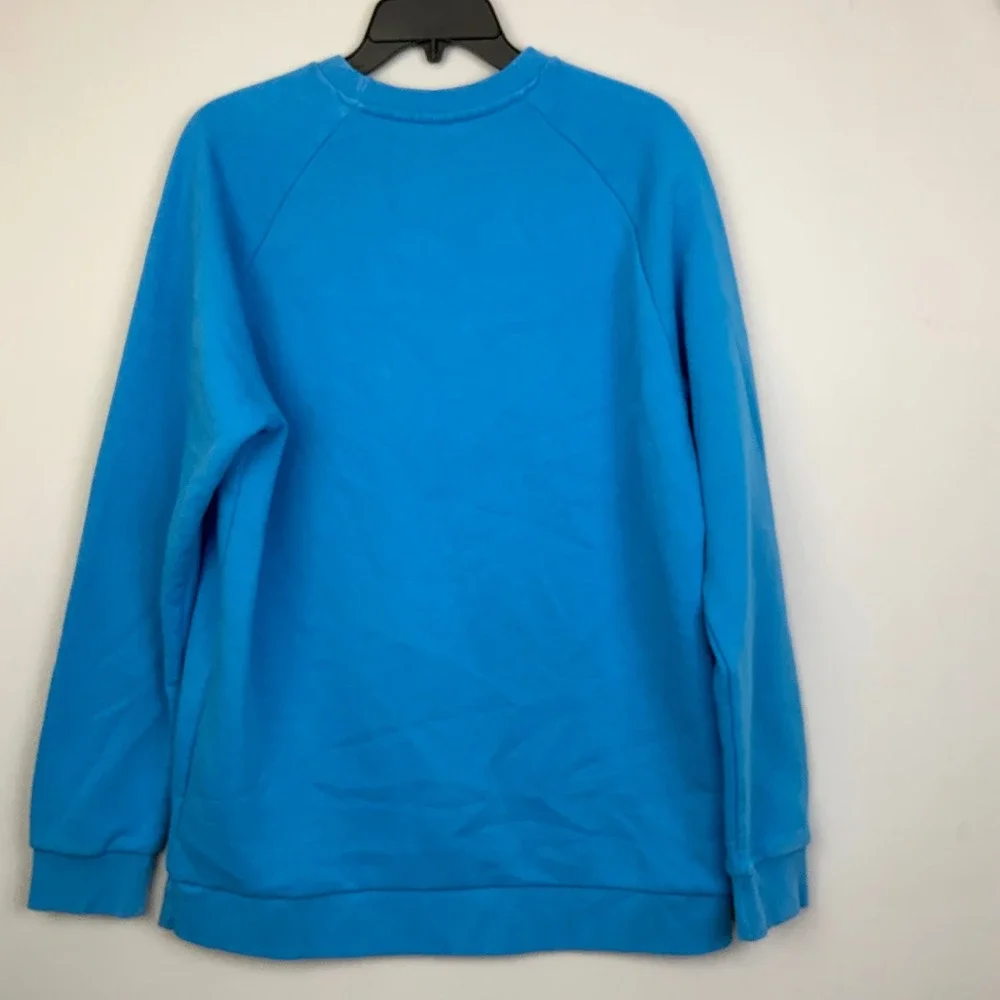 Adidas Essentials Large Bright Blue Trefoil Logo Embroidered CrewNeck Sweatshirt